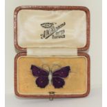 Charles Horner Art Deco silver enamel Butterfly brooch. Chester 1921 boxed