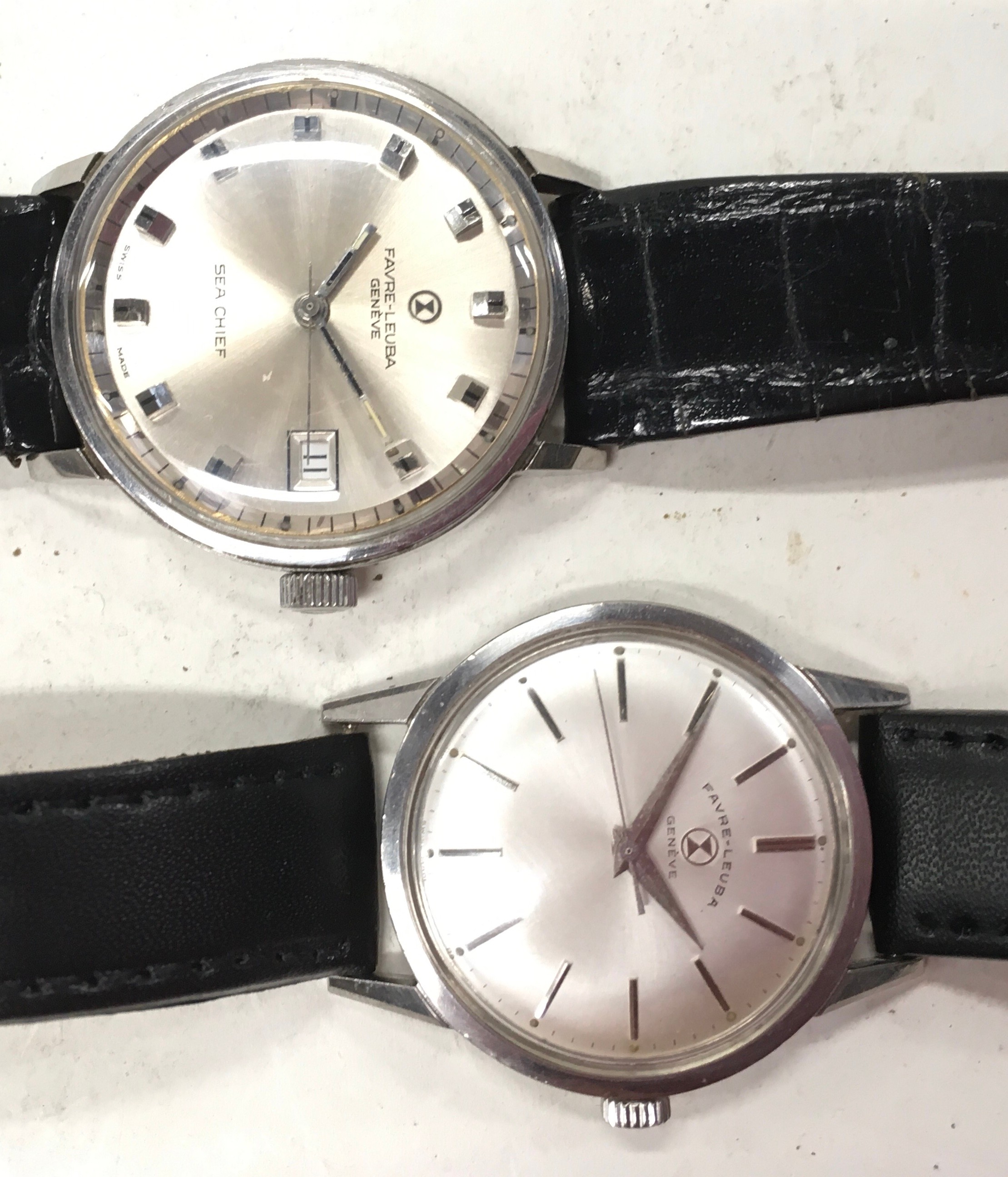 Pair of vintage Favre Leuba gents manual wind watches to include a Sea Chief. Both seen working - Image 4 of 5