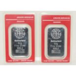 Two 50g Fine silver bars sealed