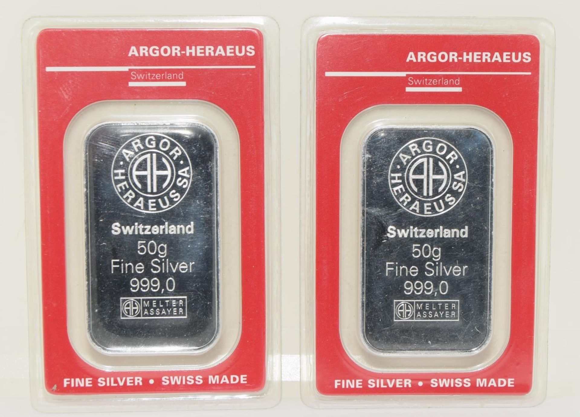 Two 50g Fine silver bars sealed