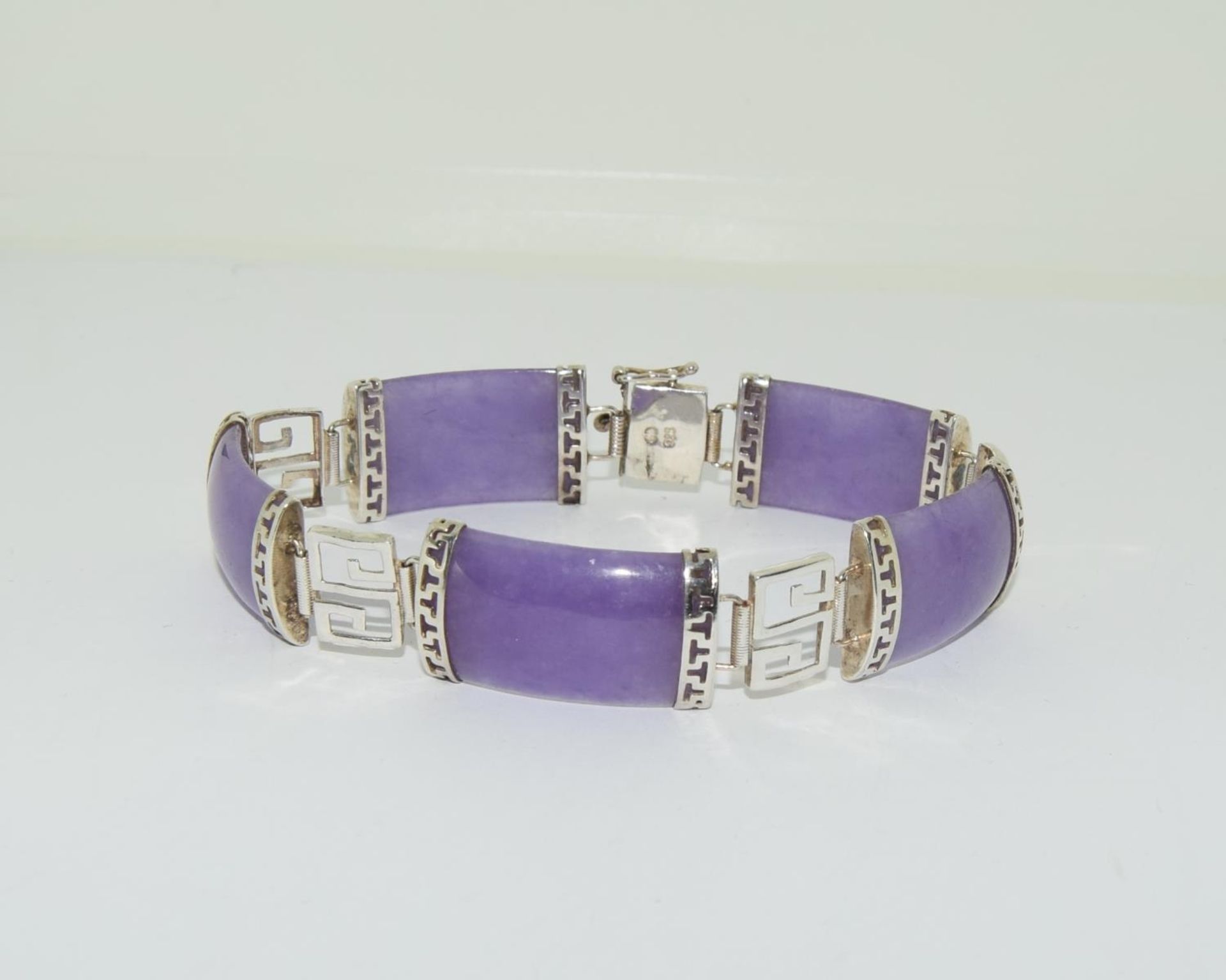 lavender Jade 925 silver bracelet. - Image 4 of 4