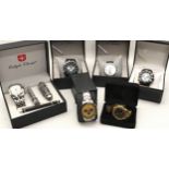 Collection of 6 boxed gents watches and chronographs to include examples by Sekonda, Barkers and