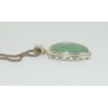 Large apple jade 925 silver pendant.