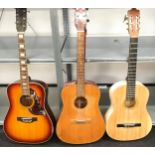 3 Acoustic guitars to include an Encore model Mg957, a Washburn 6 string and vintage Kay 12 string