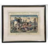 WW1 Xmas 1917 water colour "War Babies"depicting all different job and regiment under takings