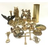 Large assortment of brass items to include some early pieces.