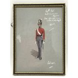 Original water colour of soldier in uniform 69th Foot, South Lincolnshire Regiment 1881-1815
