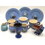 Good collection of Dartmouth / Torquay ware pottery Seagull motif souvenir pottery. 11 pieces in