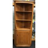 Ercol Golden Dawn 2 part corner cabinet 2 open shelves over single door cupboard 180x70x60cm