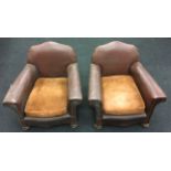 Pair of 1930s Club chairs 80x80x80cm each