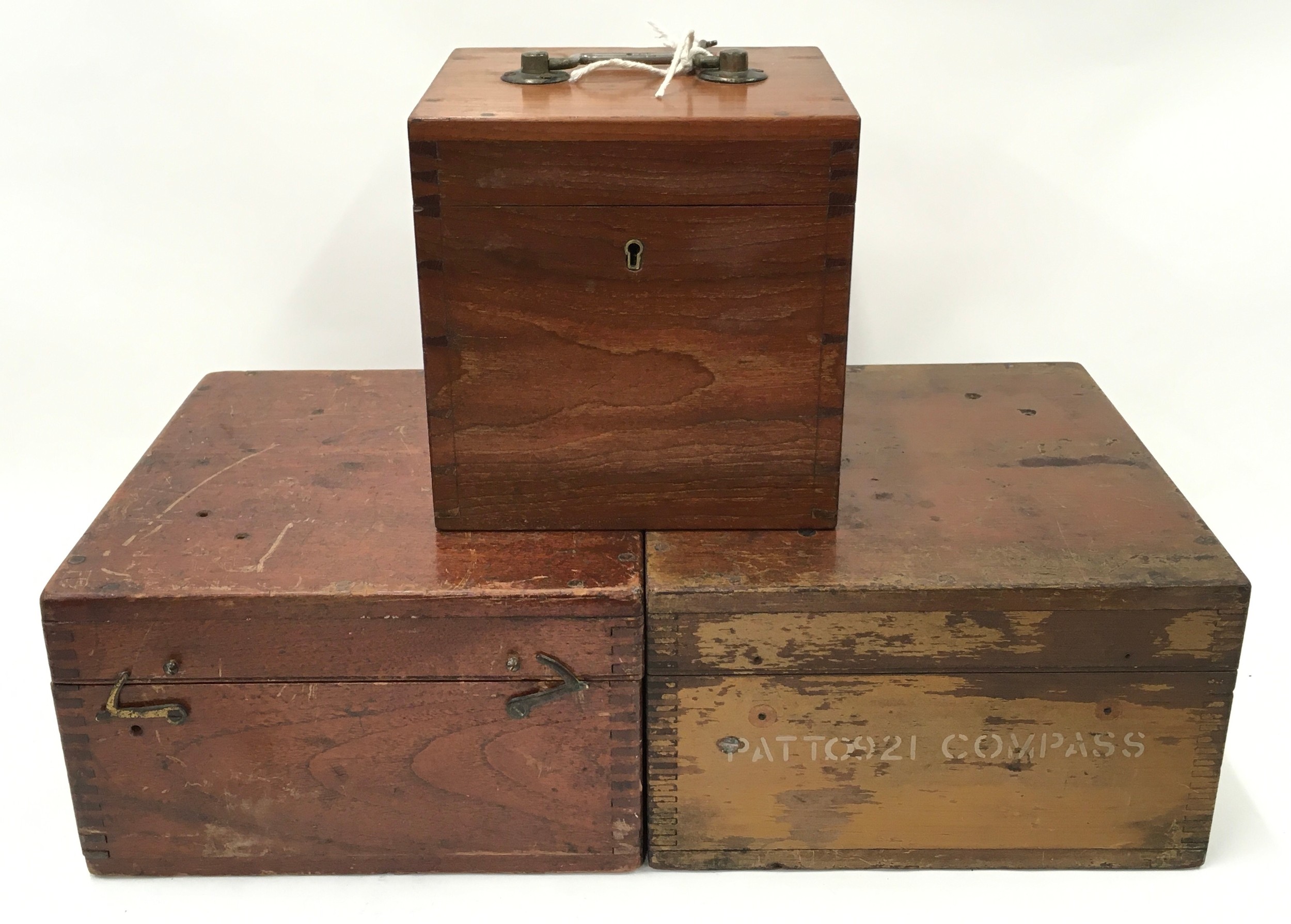 Three vintage wooden boxes