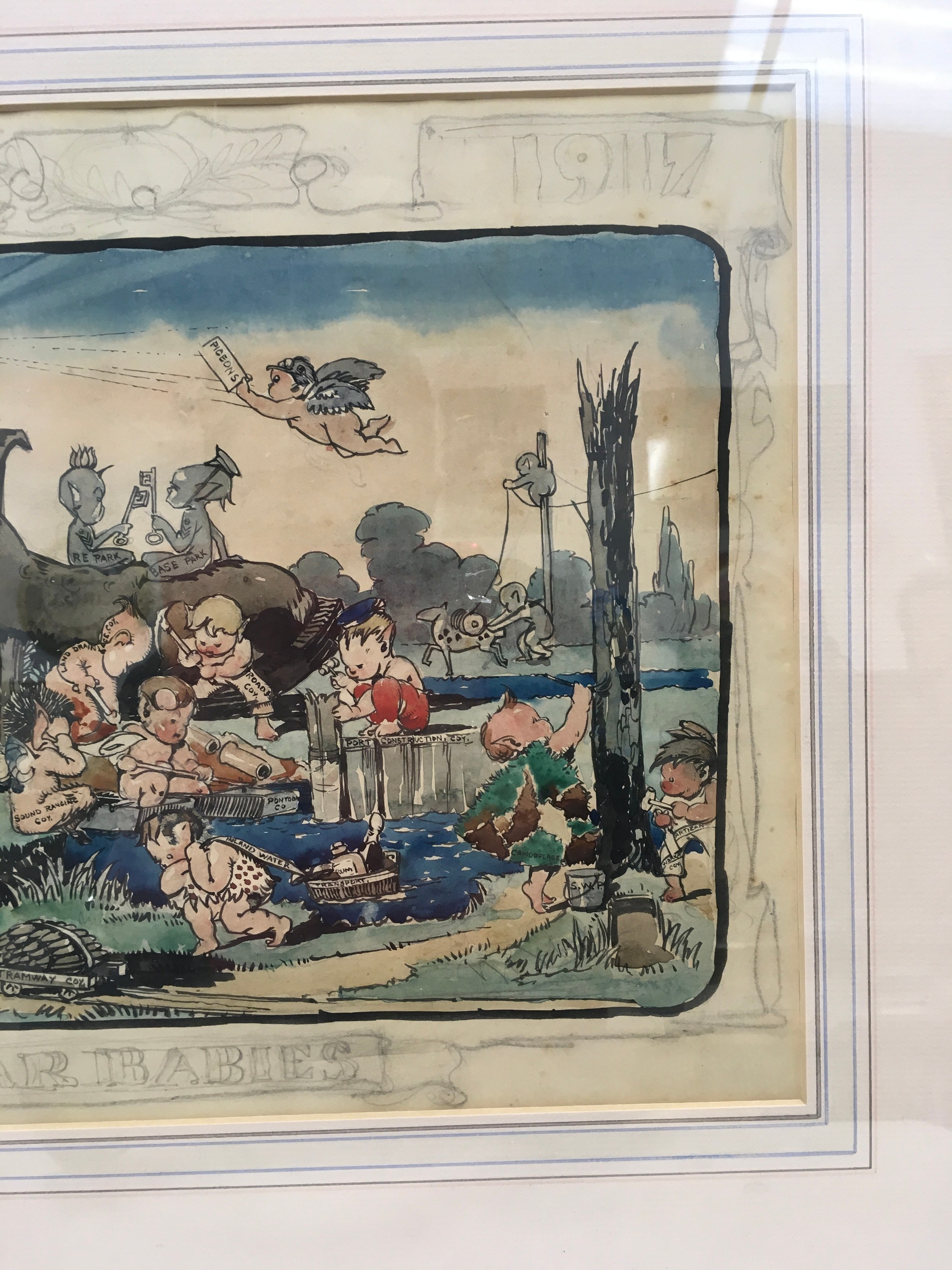 WW1 Xmas 1917 water colour "War Babies"depicting all different job and regiment under takings - Image 2 of 4