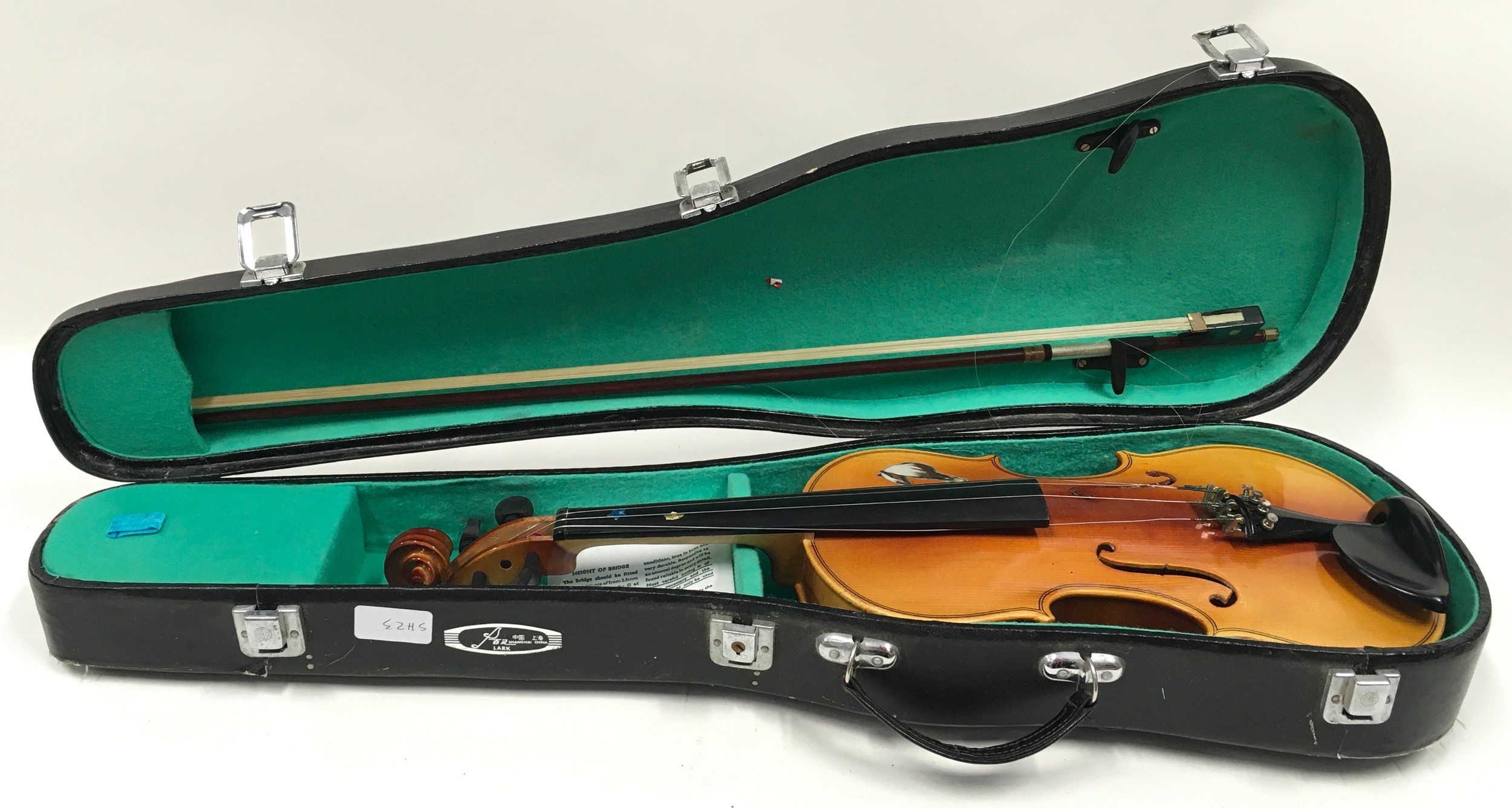 Lark violin made in Shanghai China with case and bow.