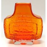 Whitefriars Tangerine TV vase designed by Geoffrey Baxter 7" tall.