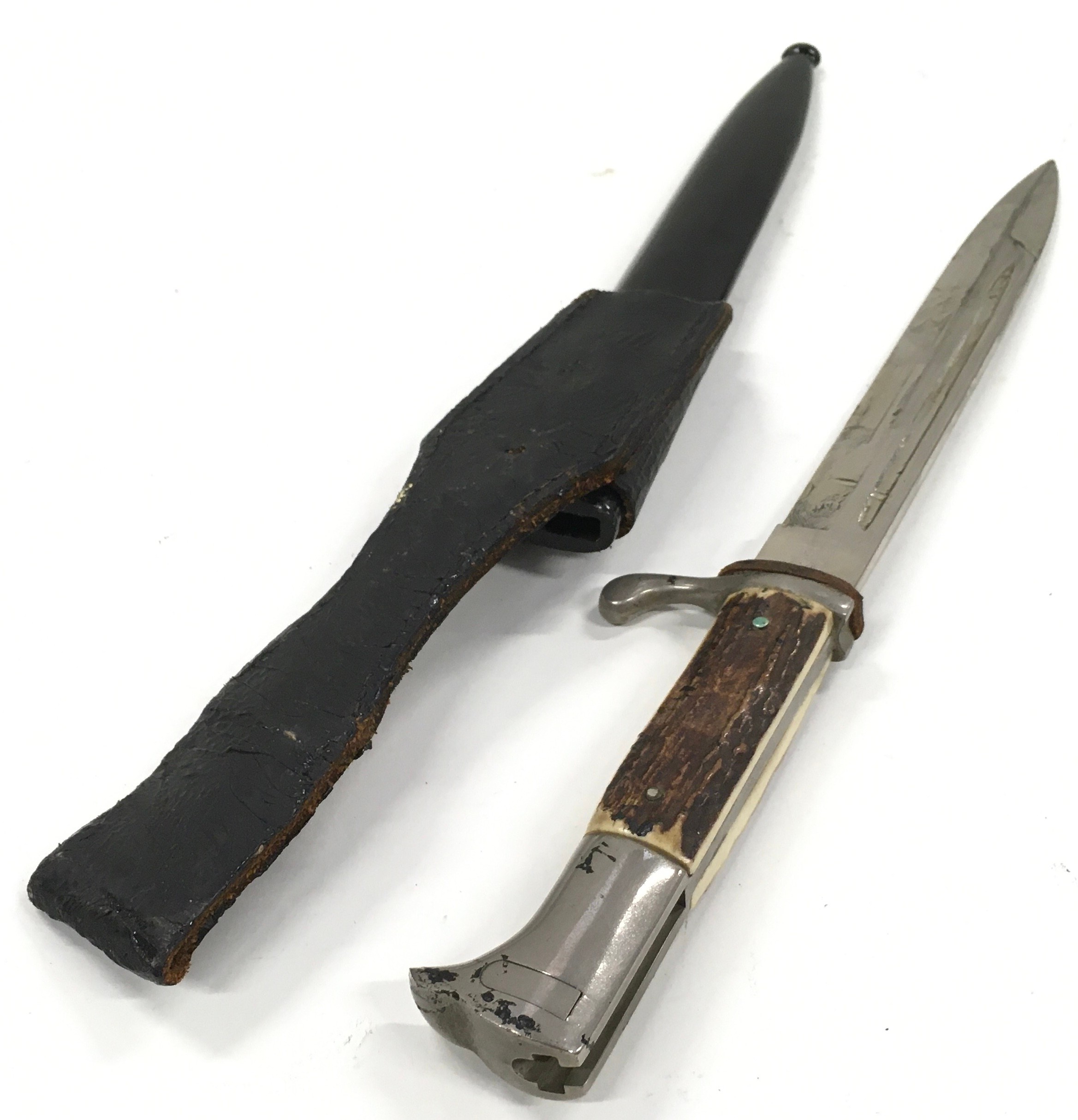 Solingen original "Elk Horn" bayonet in sheath total length 32cm - Image 2 of 4