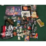 Collection of Star Wars items to include posters, puzzle, mugs, bag, games, Christmas decorations,