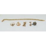 Mix 9ct gold and other items to include gold bracelet teddy bear etc