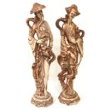 Pair of oriental style resin figurines each 50cm tall.