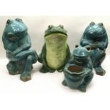 4 large porcelain studies of frogs the largest 40cm tall