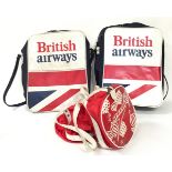 Two vintage 1970's British Airways shoulder bags together with a Speedo Bag.