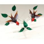 Vintage Murano glass ornament of birds in a tree. Approx 18cm across