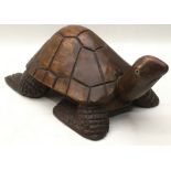 Large solid wood hand carved turtle 33cm long x 13cm tall