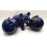 Large porcelain Pig together 2 x Lizards on ball ornaments largest 35cm tall