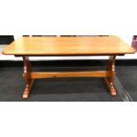 Pine small coffee table with cross stretcher 40x90x45cm