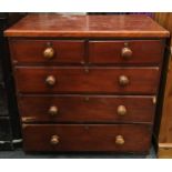 Victorian pine 2/3 draw chest of draws with turned handles 90x90x45cm