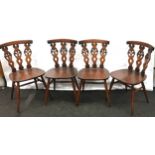 Ercol Fleur De Lys set of four chairs with blue and silver label and british standard stamps.