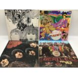 BEATLES LP VINYL RECORDS X 4. These albums are on the black / silver Parlophone labels. Titles are