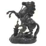 Black spelter rearing horse study 40x30x15cm