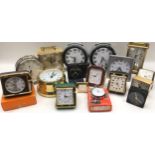A box of miscellaneous clocks, mainly travel alarm clocks to include examples by Seiko. Also