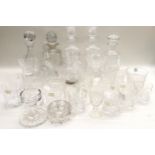 Extensive collection of vintage glassware to include decanters and drinking vessels