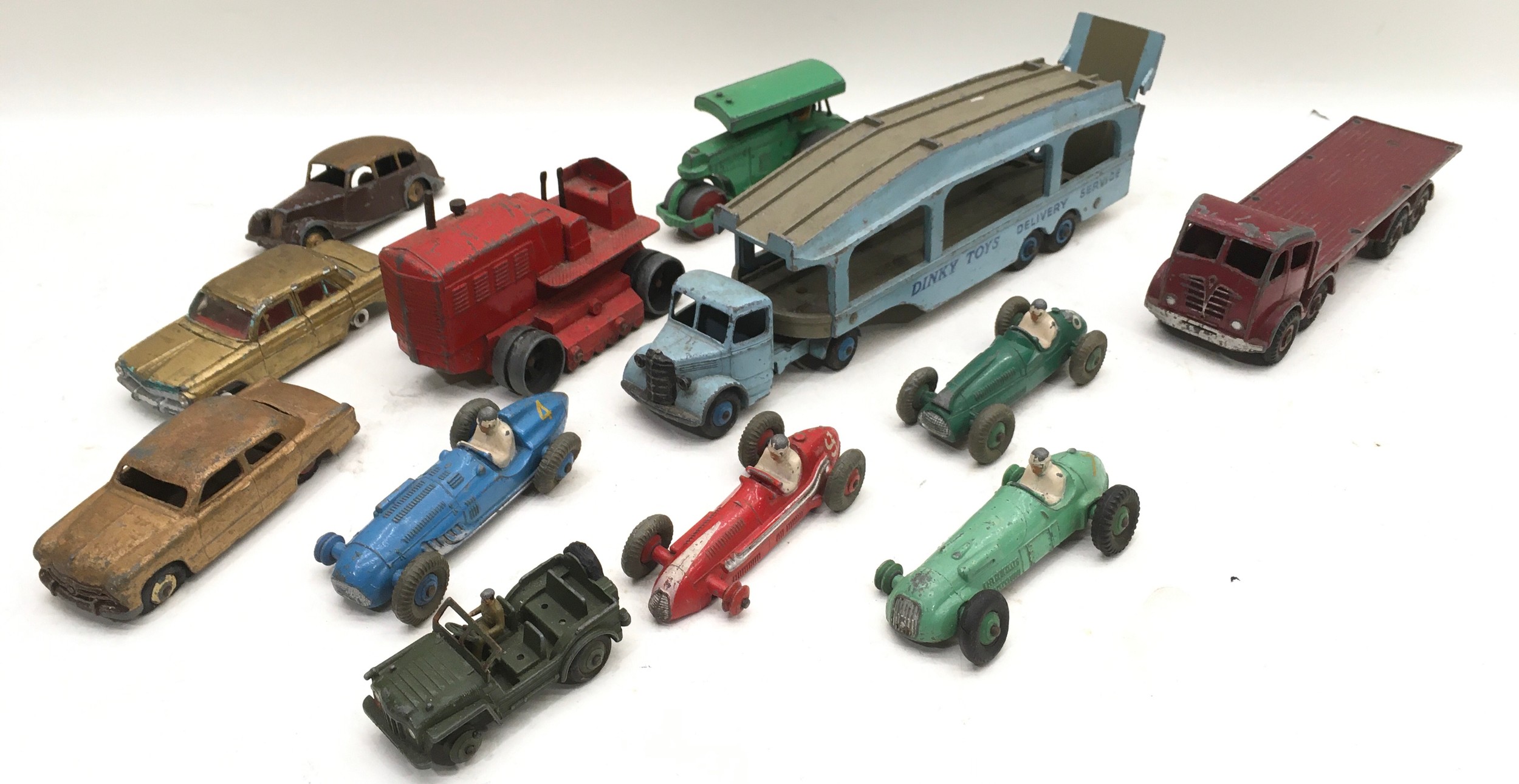 Box of early play worn mixed Dinky cars - Image 2 of 2