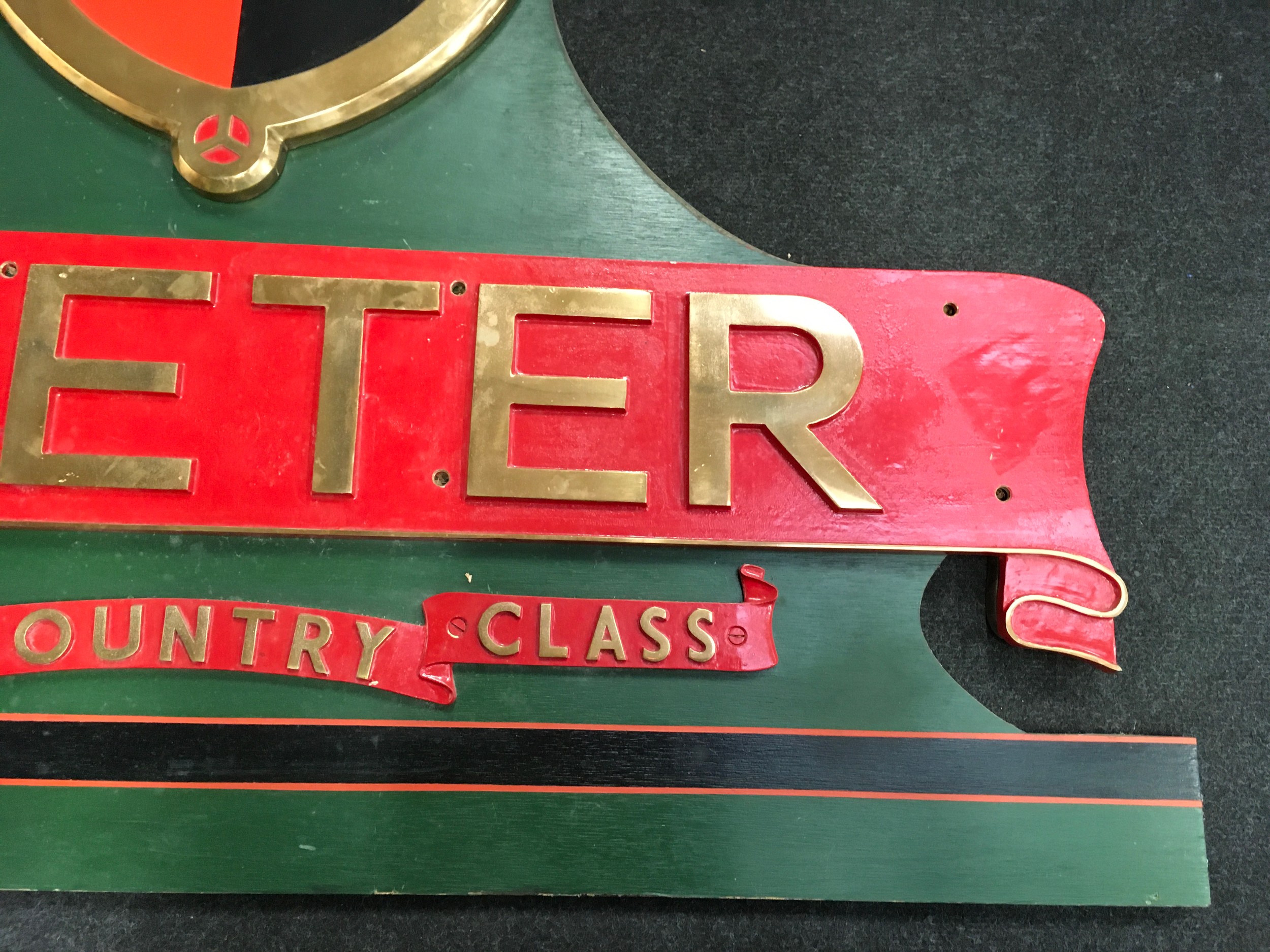 Exeter West Country Class Purpose Made Replacement Polished Brass train plate mounted on wooden - Image 3 of 5