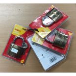 5 x 63mm brassed padlocks. (090)