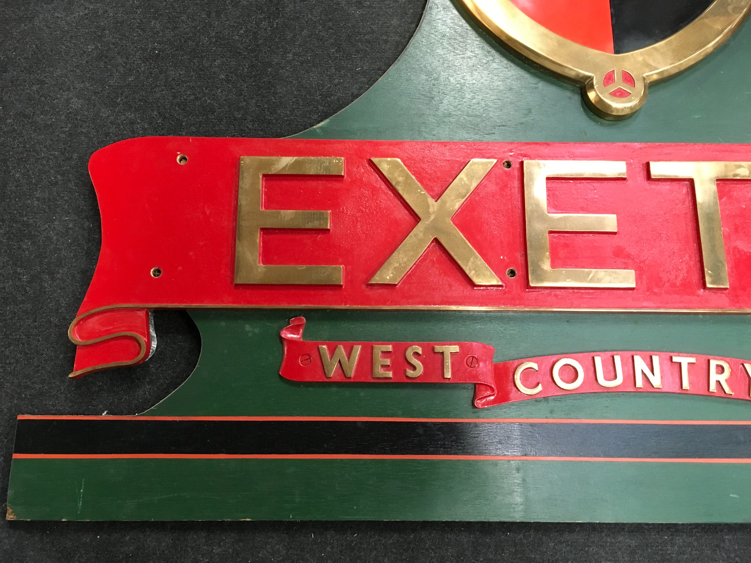 Exeter West Country Class Purpose Made Replacement Polished Brass train plate mounted on wooden - Image 2 of 5