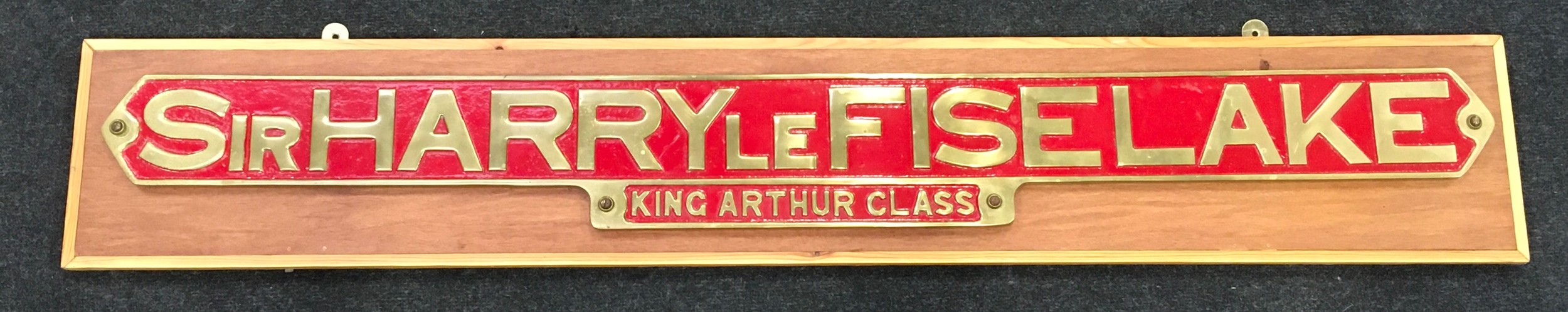 Harry LeFislake King Arthur Class Purpose Made Replacement Train Plate mounted on wooden board