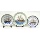 Poole Pottery collection of three reproduction ship plates.