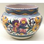Large vintage Poole pottery vase shape 924 in the YO pattern. Decorated by Hilda Hampton who
