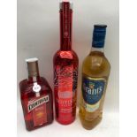 Cointreau blood orange 700ml, Belvedere vodka red 70cl and Grants ale cask whisky 70cl