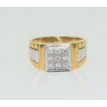 Rolex style diamond two tone 18ct gold gents ring Size R