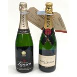 2 x bottles Champagne Moet and Lanson (ref 28,29)