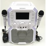 White Daewoo Karaoke machine with two mics. (ref 43)