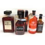 4 bottles alcohol Gin, Jack Daniels, Glayva, Disaronno (ref37,31,88,33)