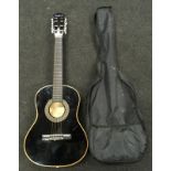 A black Royal Sound acoustic guitar in case (ref 128)