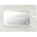 100g pure silver .999 umicore sealed bar.