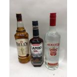 1l Bells wiskey, 1l Smirnoff vodka and 700ml lambs navy rum. (24)