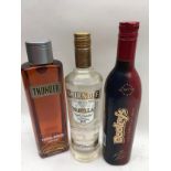 Bottle of Thunder toffee vodka, Smirnoff vanilla vodka and bottle of Dooley's (all 70cl) (9)